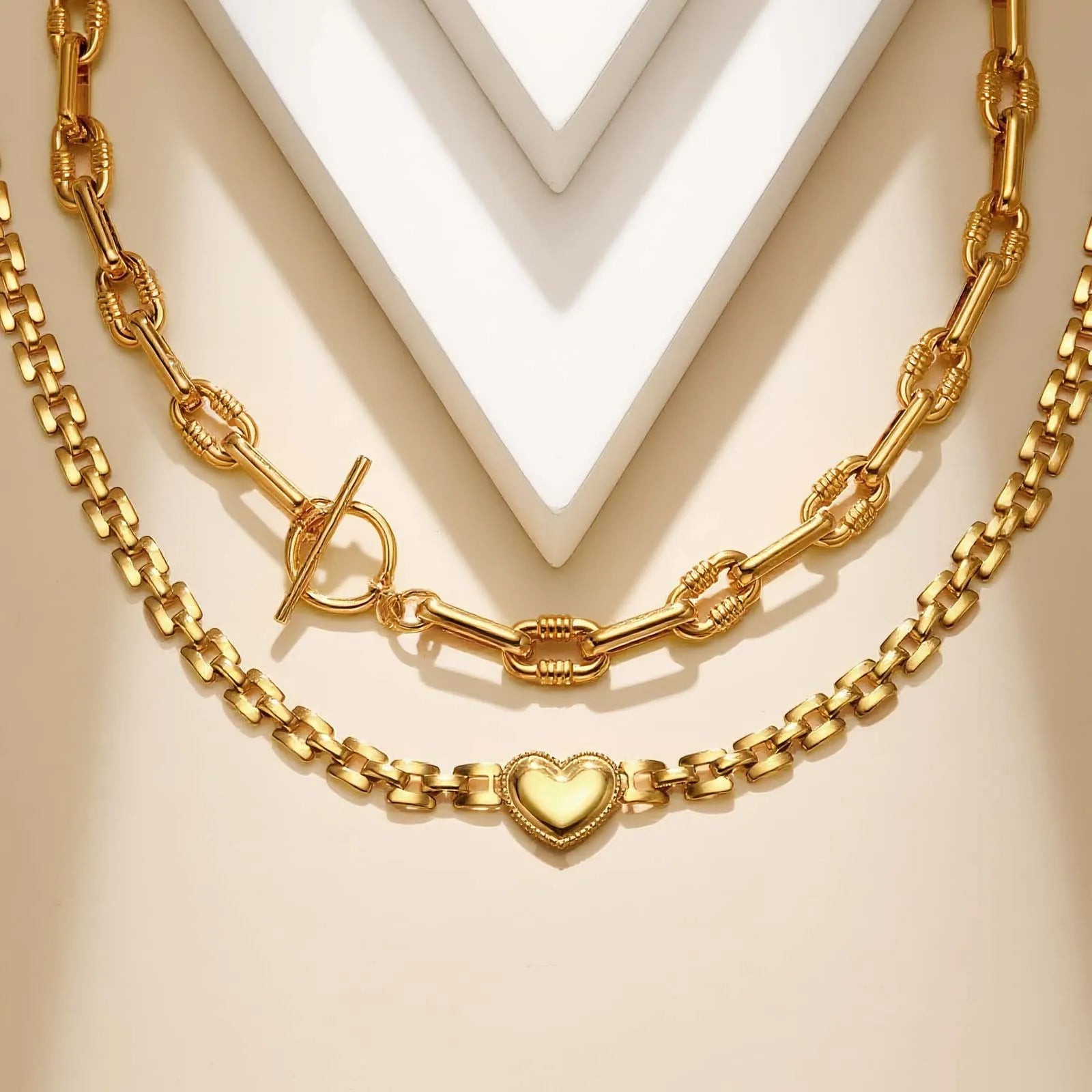 14K Gold RX Chain Heart Necklace
