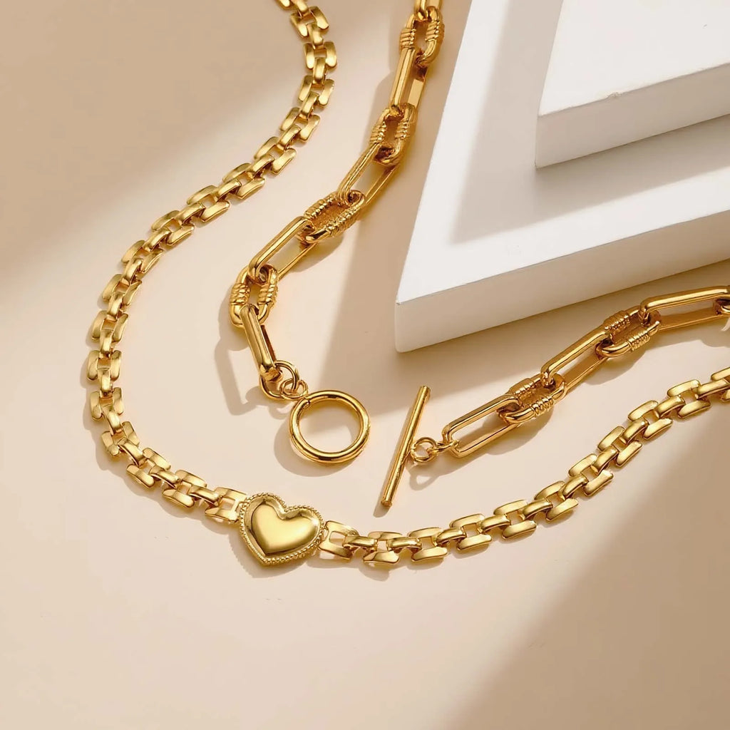 14K Gold RX Chain Heart Necklace