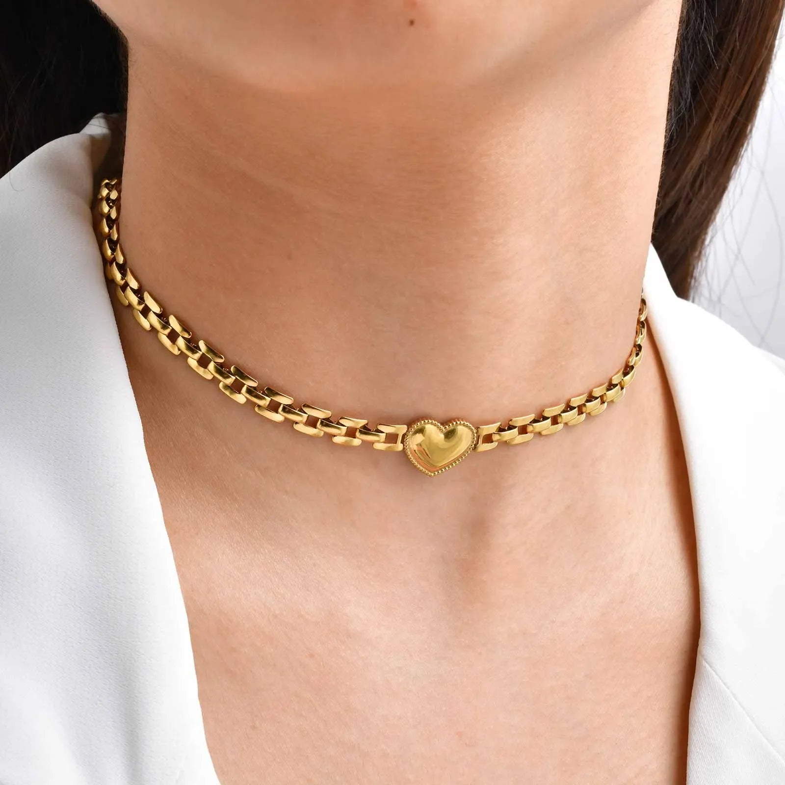 14K Gold RX Chain Heart Necklace