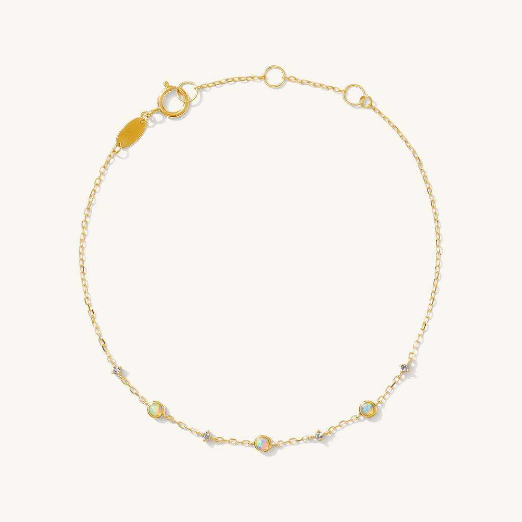 Opal + Diamond Station Bracelet - Reversible
