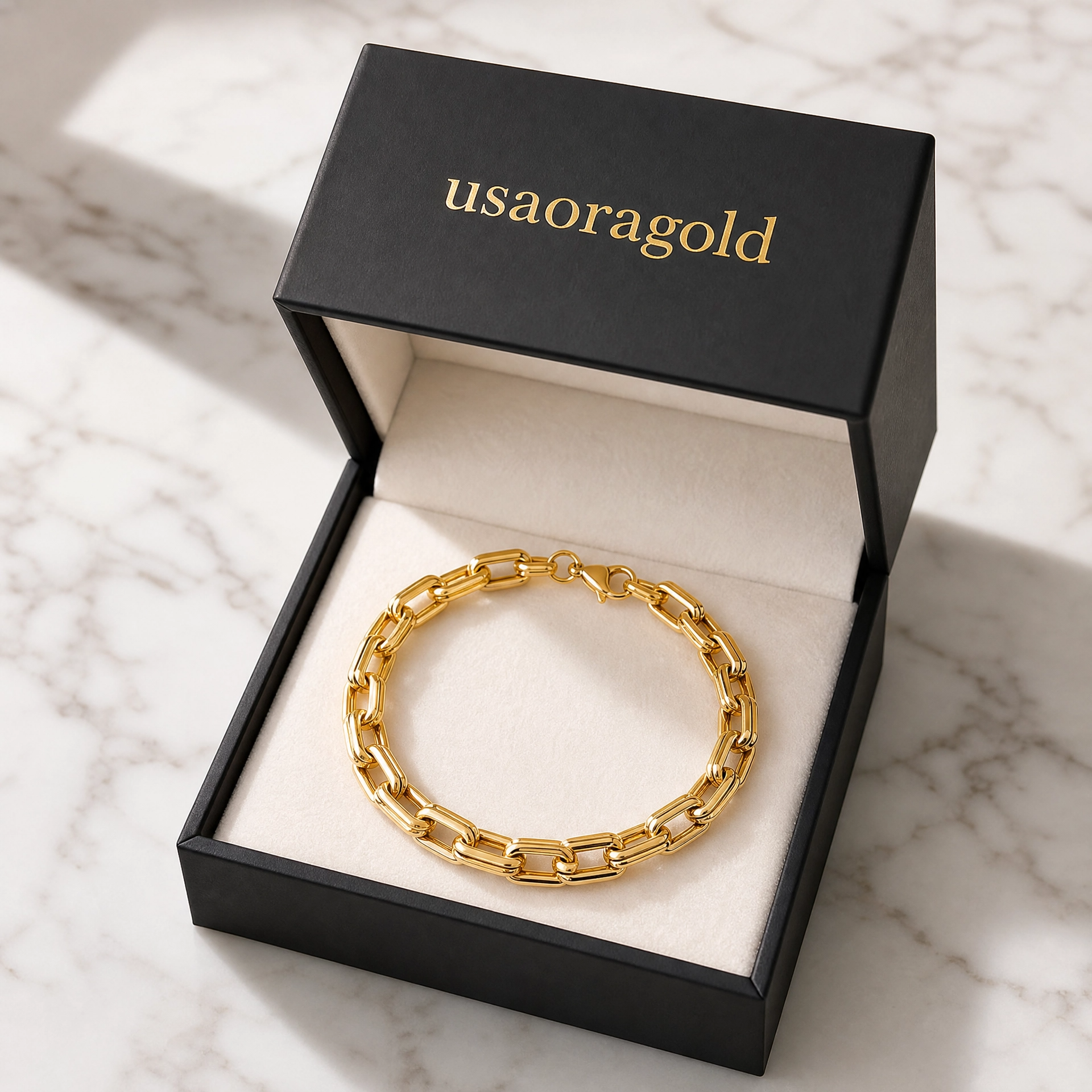 14K Gold Double Layer Paperclip Chain Bracelet
