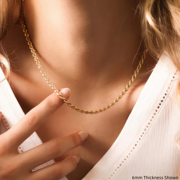 Classic 14K Gold Rope Chain Necklace