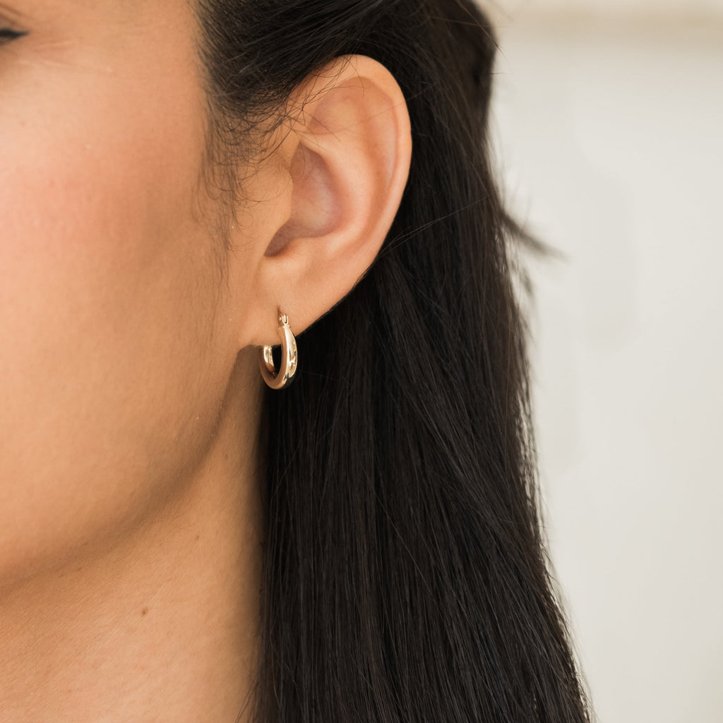 Chunky Everyday Hoop Earrings - 14k Solid Gold