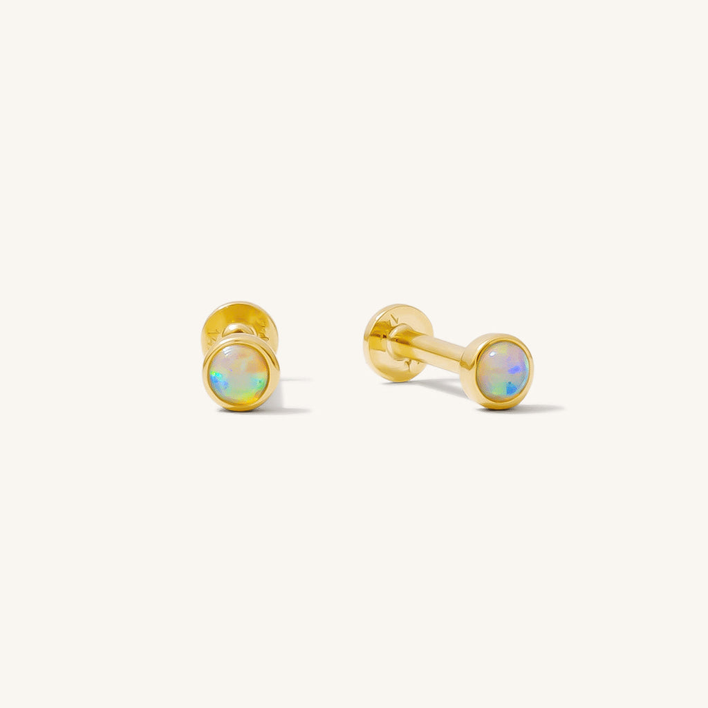 Dainty Opal Flat Back Stud Earring
