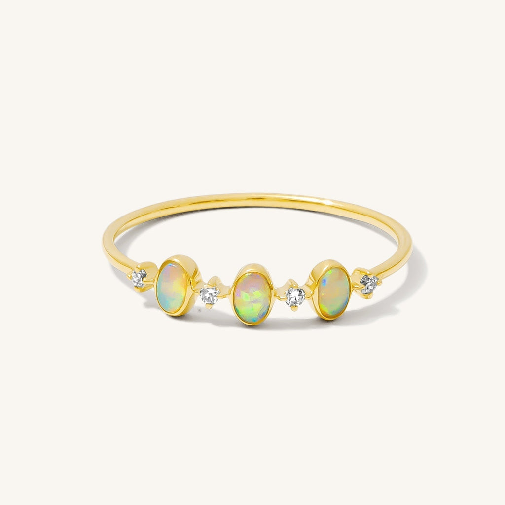 Triple Opal + Diamond Ring