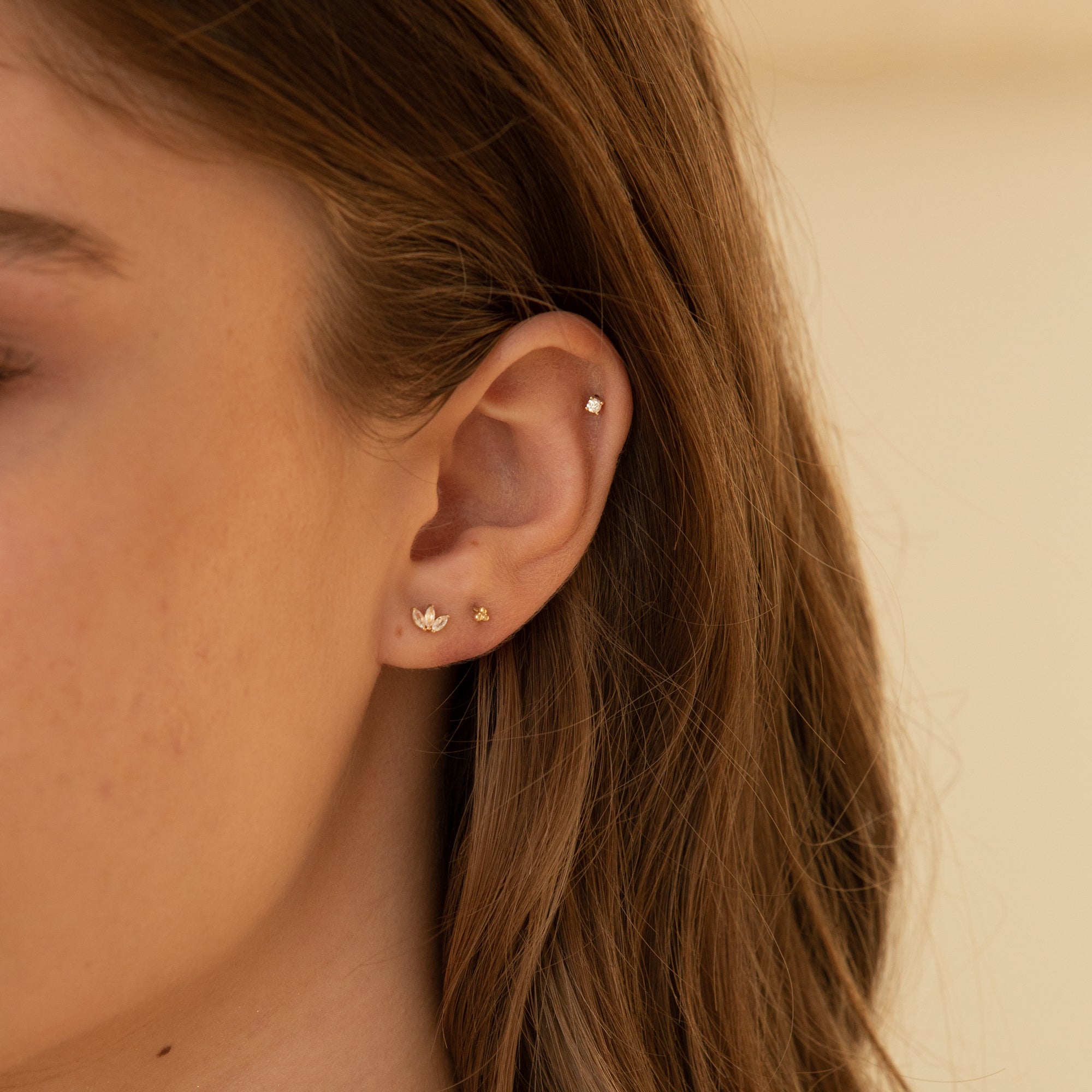 Diamond Prong Flat Back Stud Earring