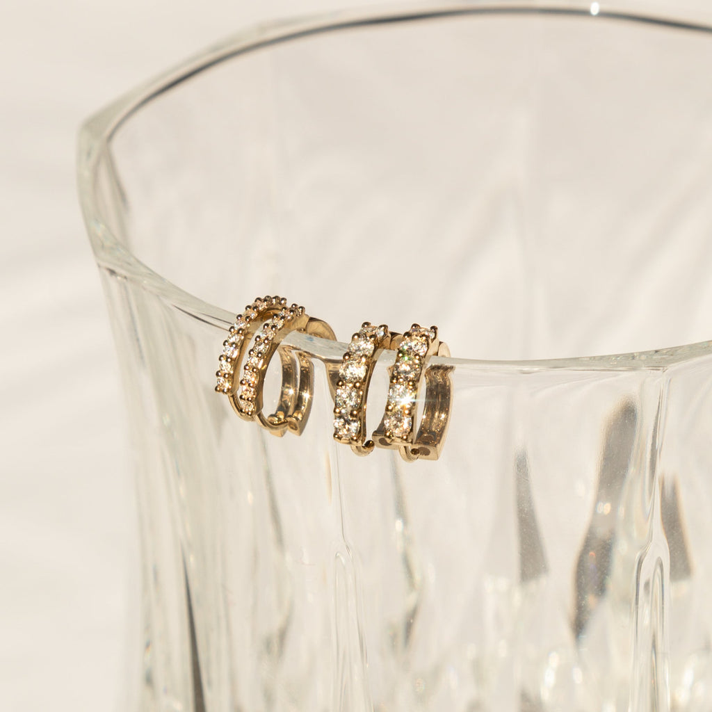Chunky Diamond Huggie Hoop Earrings