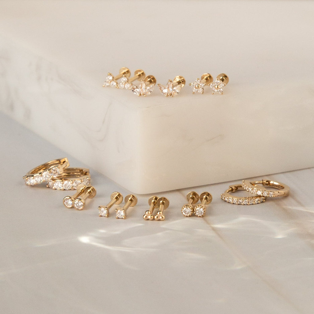 Chunky Diamond Huggie Hoop Earrings