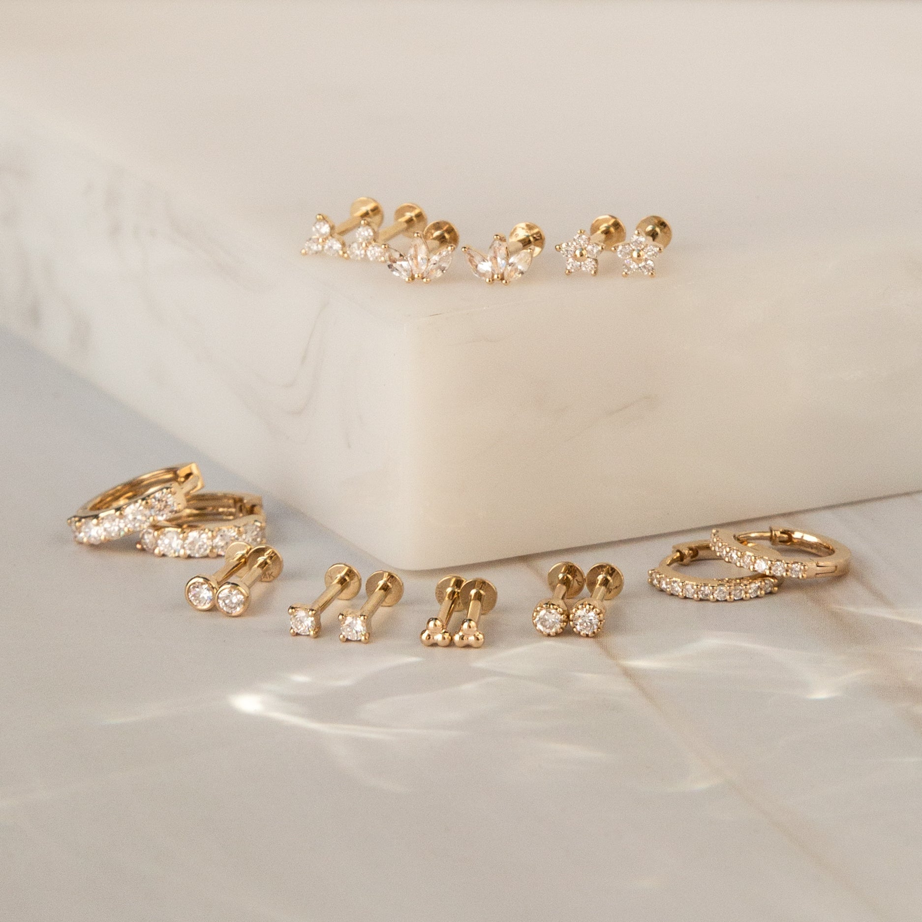 Chunky Diamond Huggie Hoop Earrings