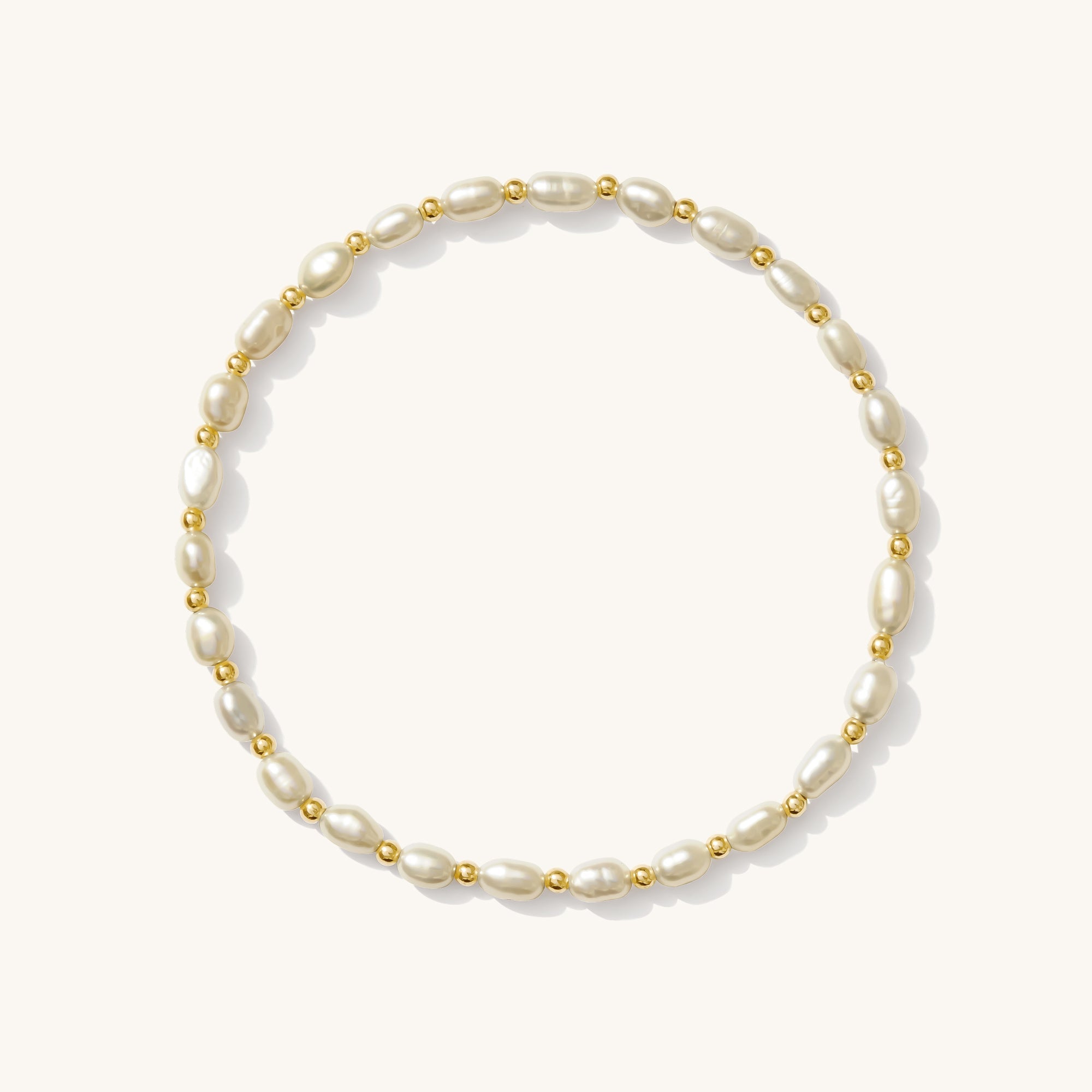 14K Gold Bead & Freshwater Pearl Bracelet