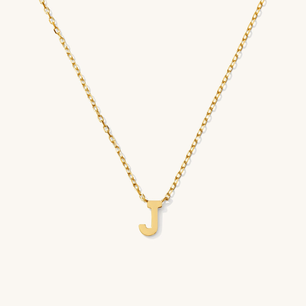 Tiny Initial Necklace - 14k Solid Gold