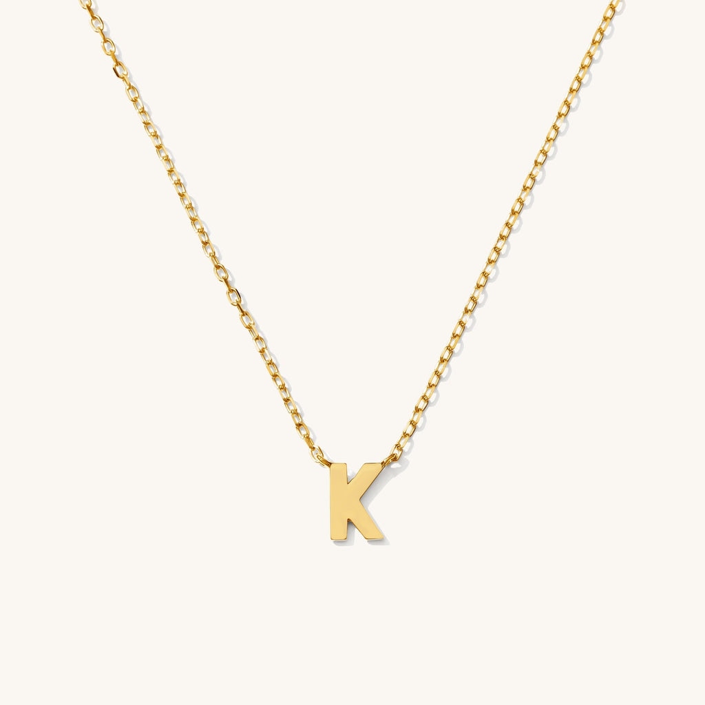 Tiny Initial Necklace - 14k Solid Gold
