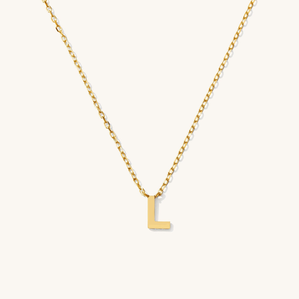 Tiny Initial Necklace - 14k Solid Gold