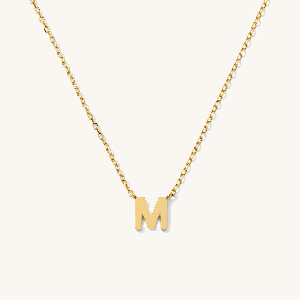 Tiny Initial Necklace - 14k Solid Gold