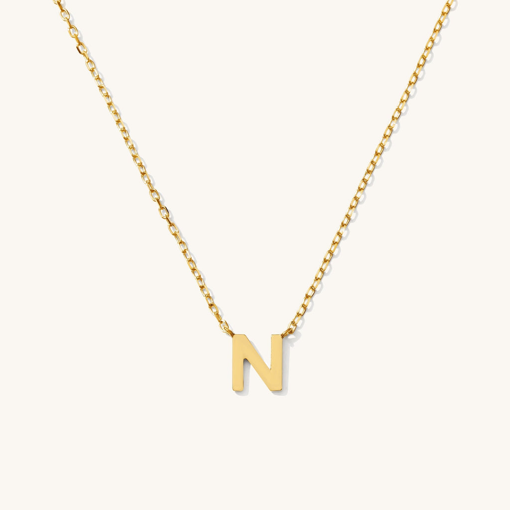 Tiny Initial Necklace - 14k Solid Gold