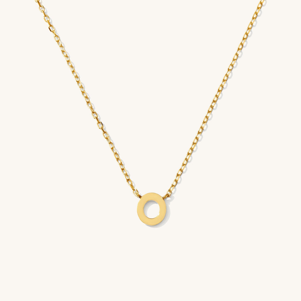Tiny Initial Necklace - 14k Solid Gold