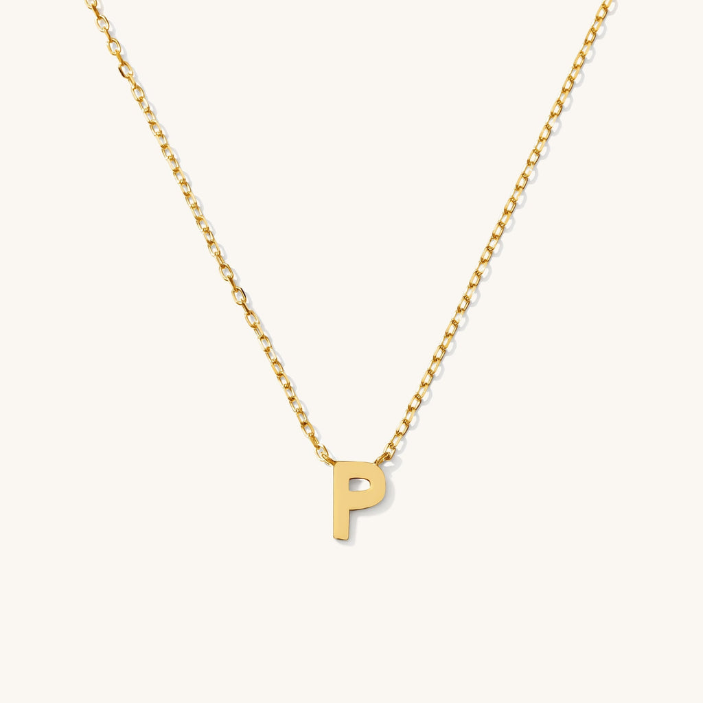 Tiny Initial Necklace - 14k Solid Gold