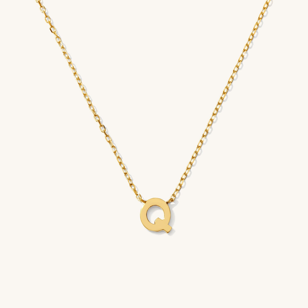 Tiny Initial Necklace - 14k Solid Gold