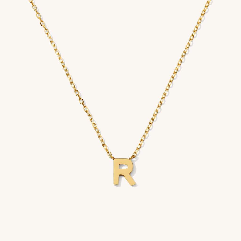 Tiny Initial Necklace - 14k Solid Gold