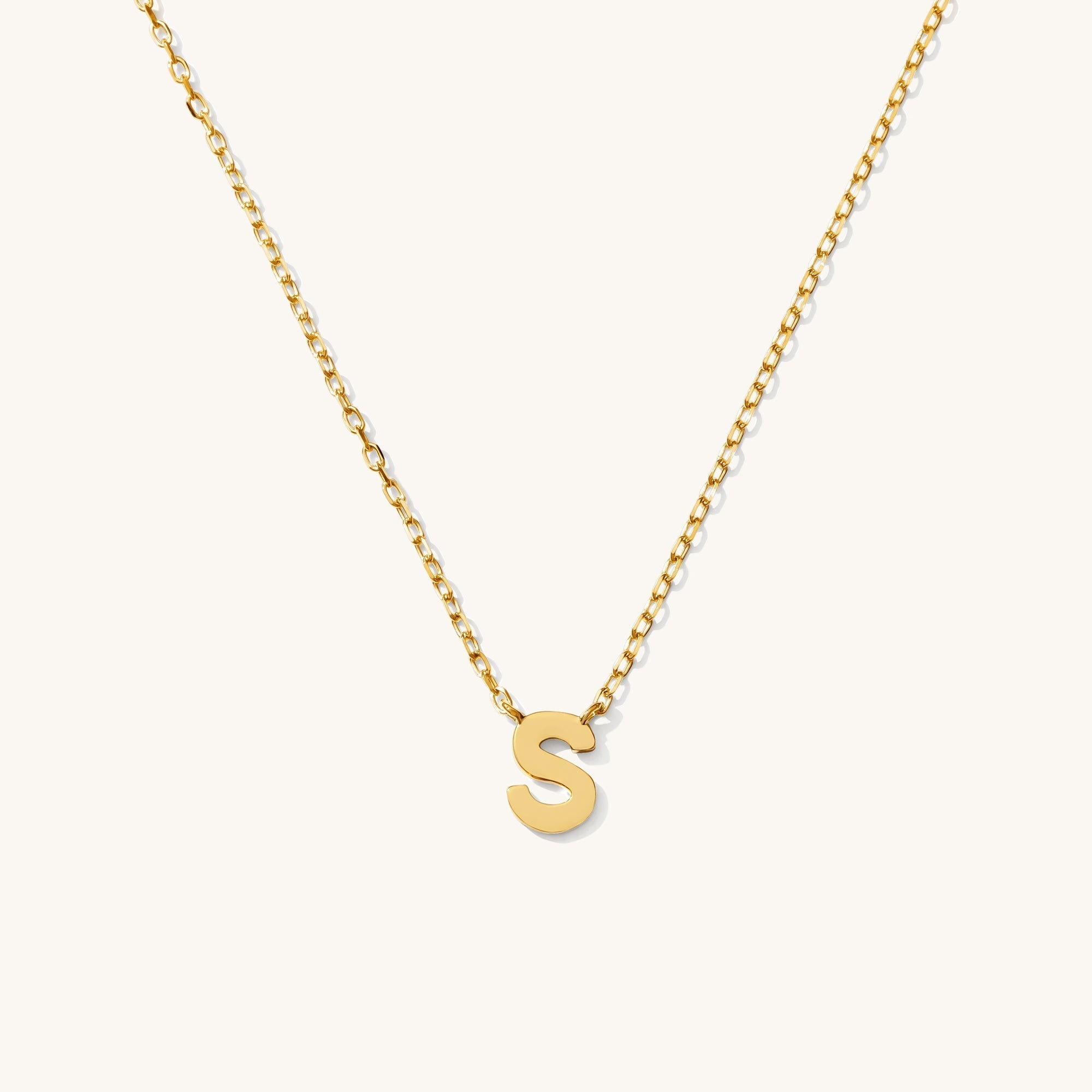 Tiny Initial Necklace - 14k Solid Gold