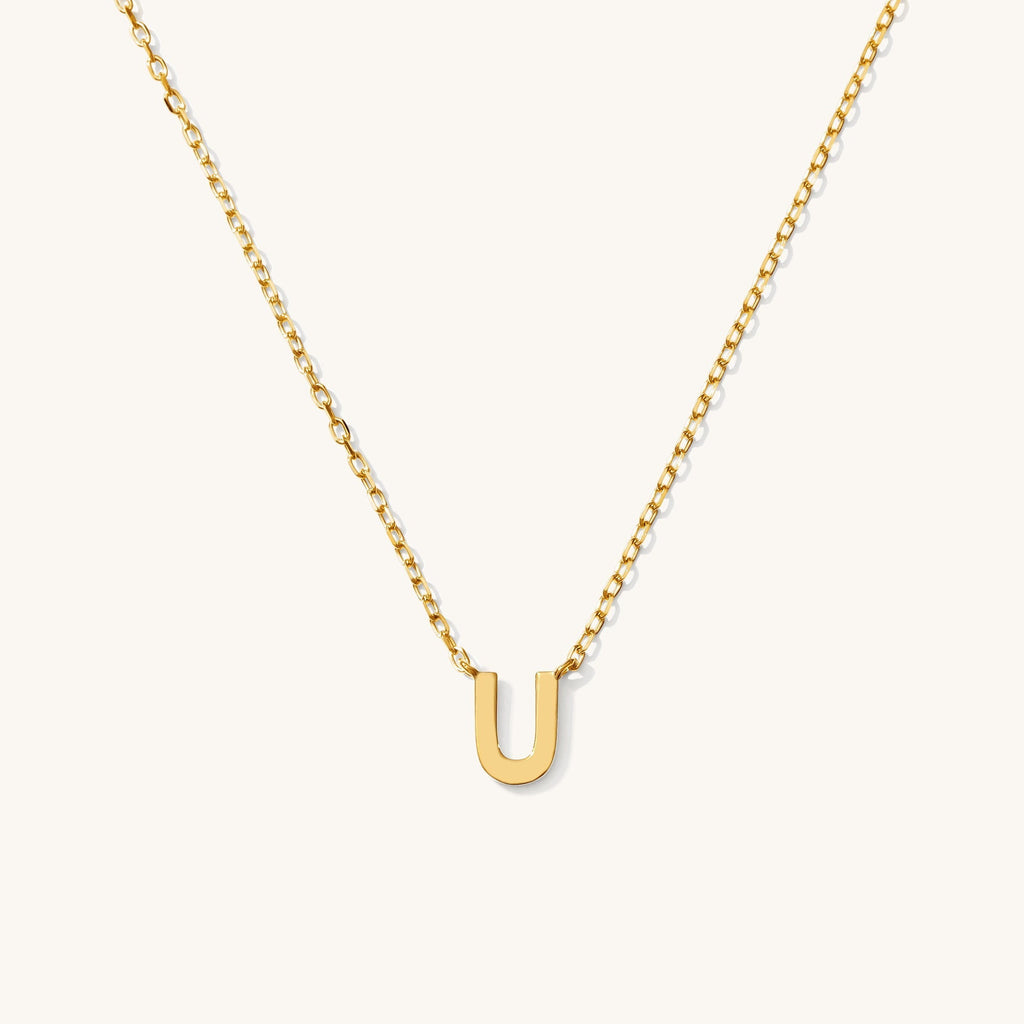 Tiny Initial Necklace - 14k Solid Gold