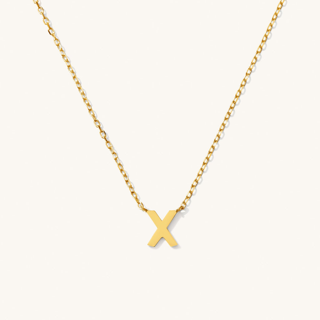 Tiny Initial Necklace - 14k Solid Gold