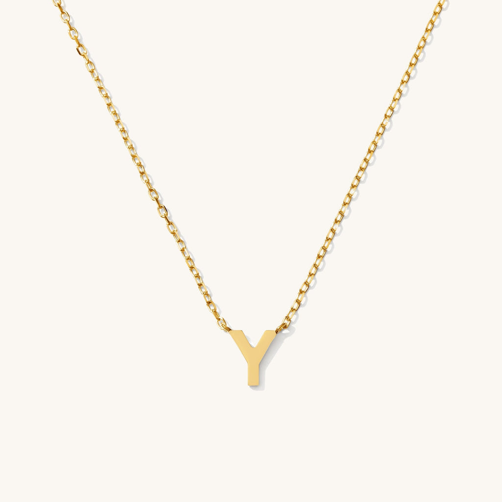 Tiny Initial Necklace - 14k Solid Gold