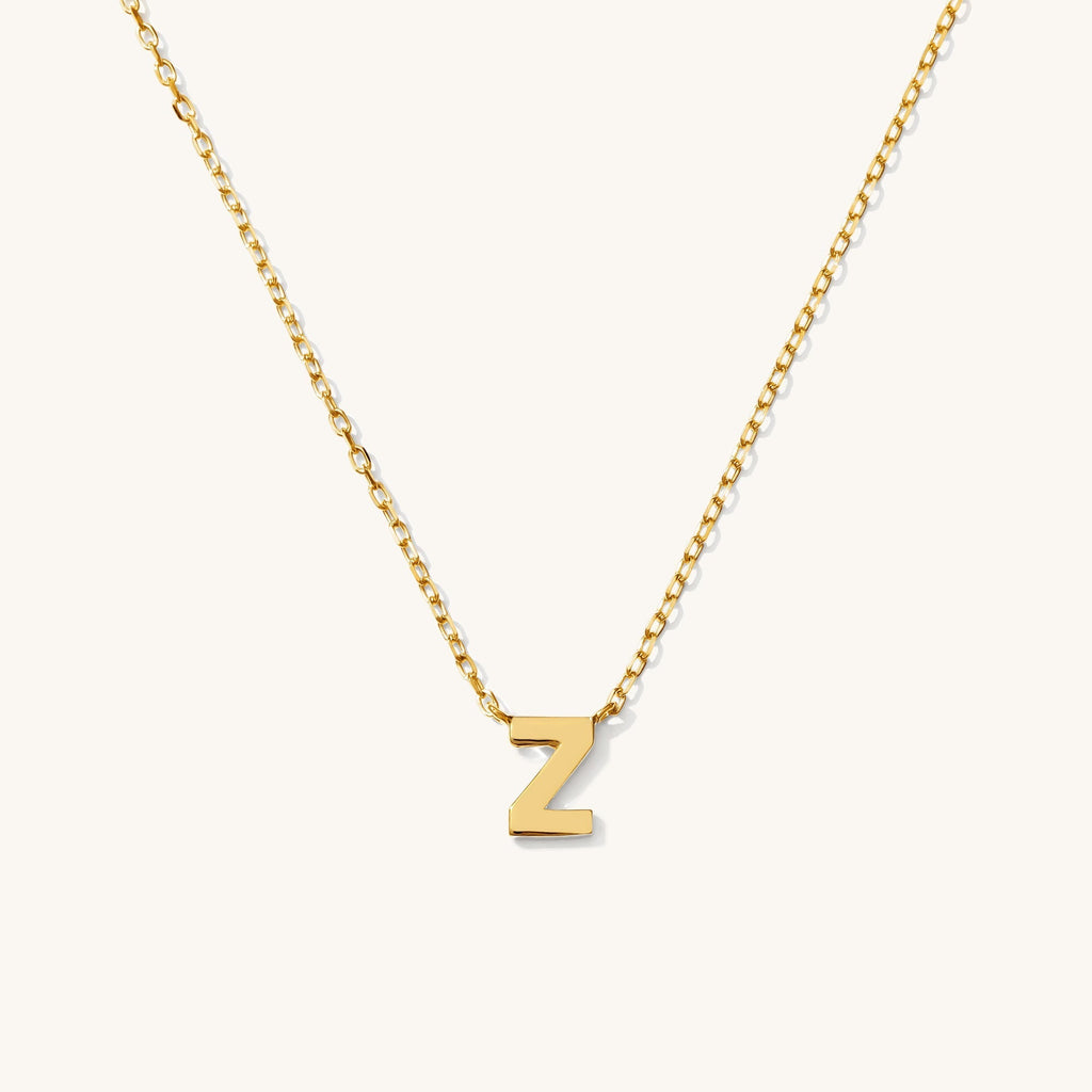 Tiny Initial Necklace - 14k Solid Gold