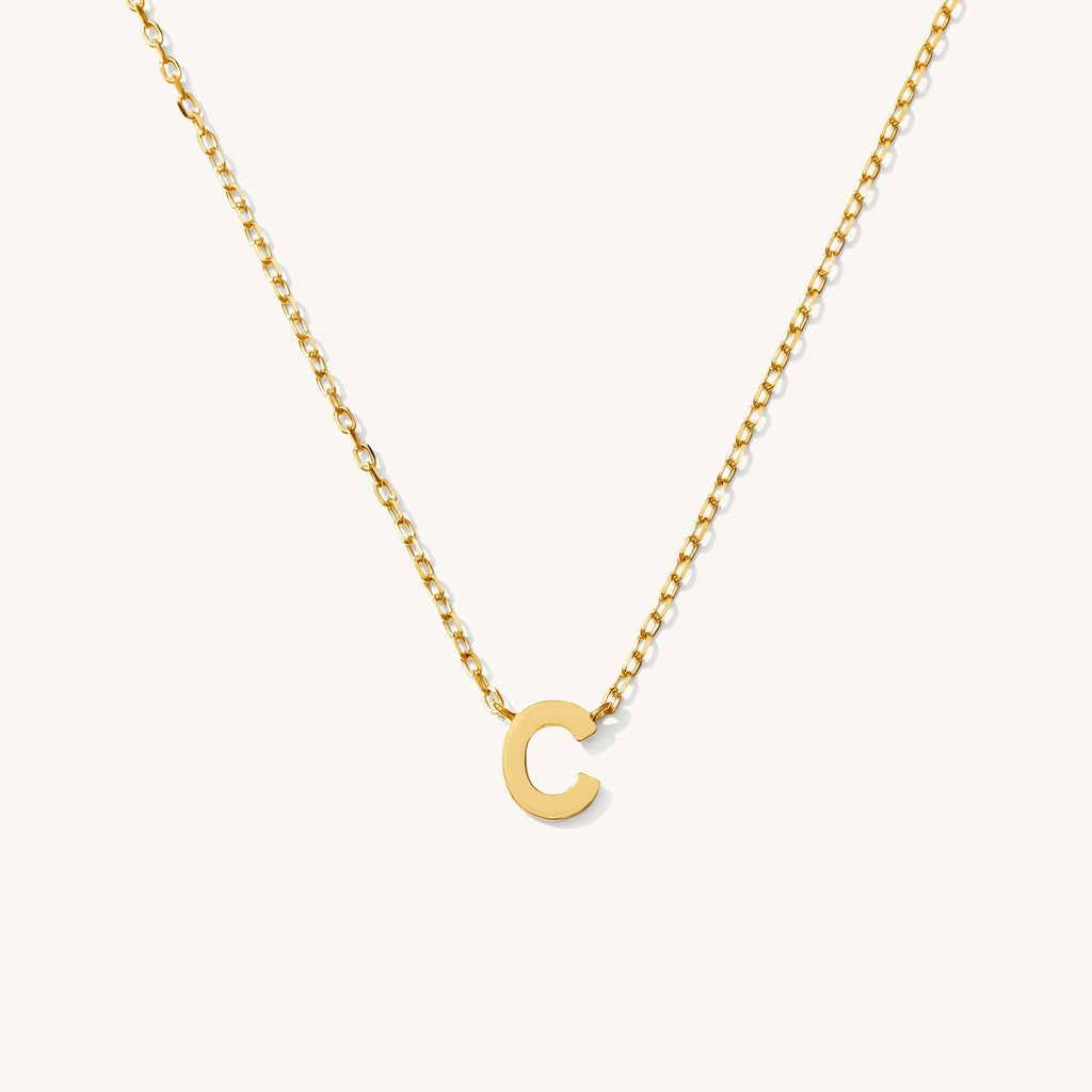 Tiny Initial Necklace - 14k Solid Gold
