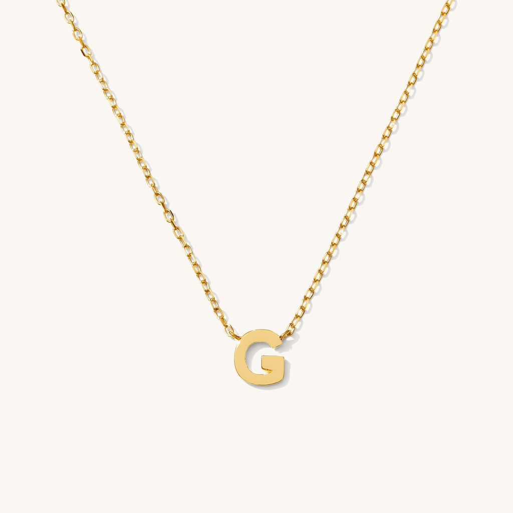 Tiny Initial Necklace - 14k Solid Gold