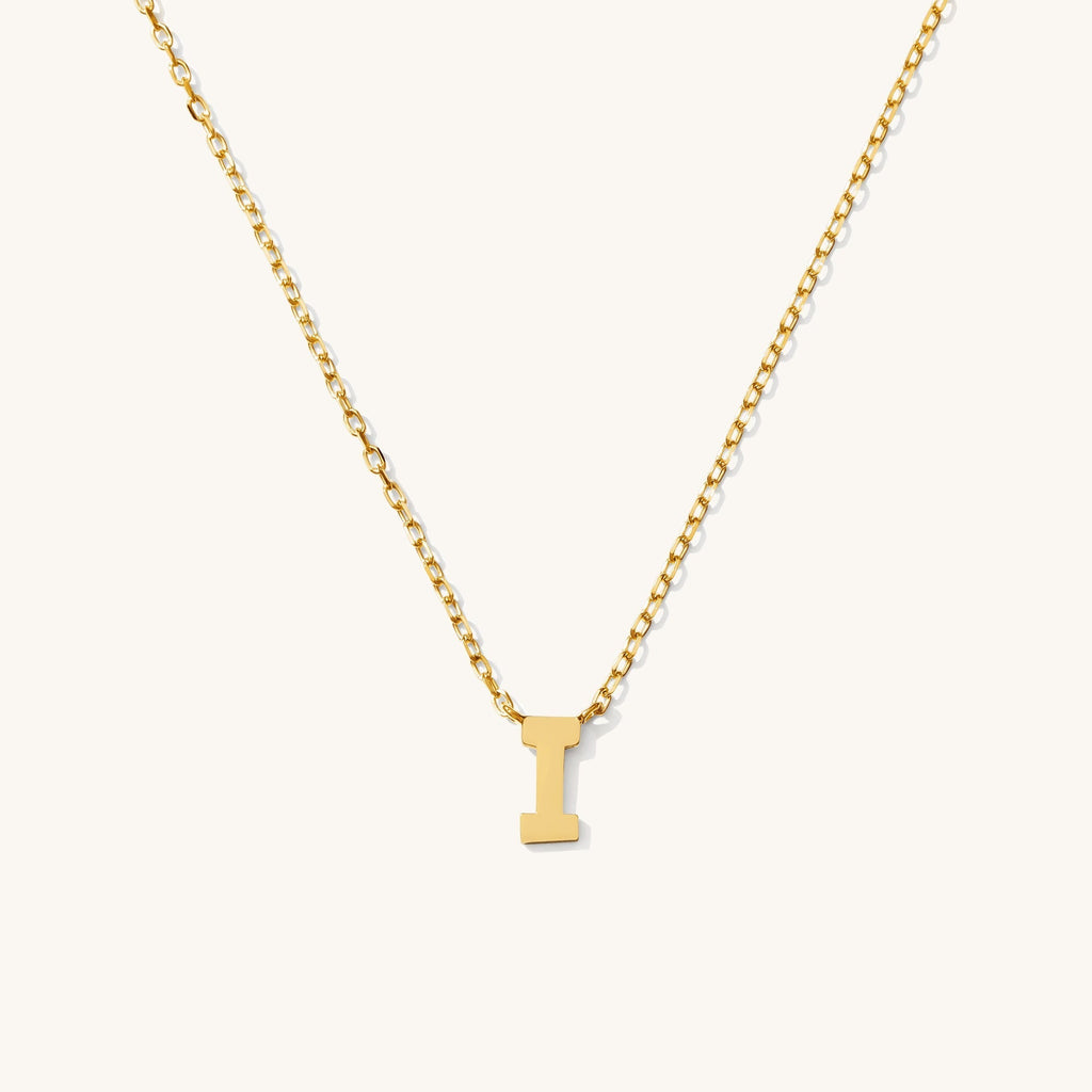 Tiny Initial Necklace - 14k Solid Gold